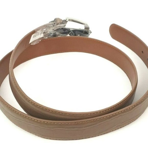 Men's Leather 1.25" Non Reversible Belt Brown Croc - Picture 3 of 11